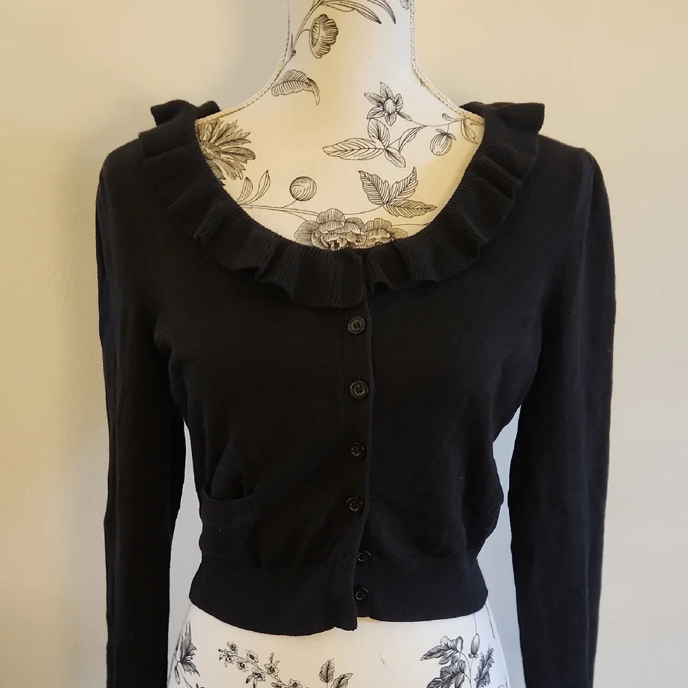Esprit Black Ruffled Cardigan - Picture 2 of 8